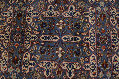 Vintage Blue Wool Oriental Rug Allover Floral