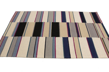 Kids Room Modern Rug Multicolor Stripes 5X8 Hand-Tufted Contemporary Wool Carpet