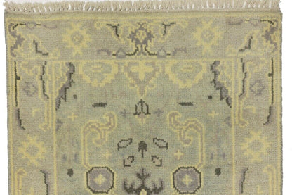 Muted Floral Design Oushak Chobi Runner Rug