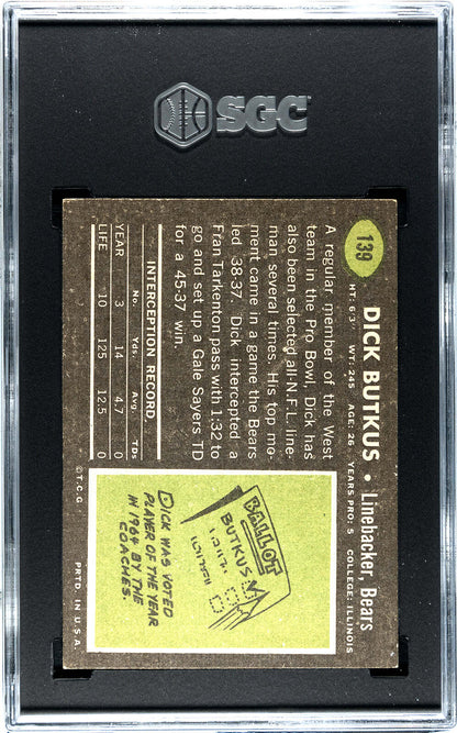 Dick Butkus 1969 Topps #139 Sgc 6.5
