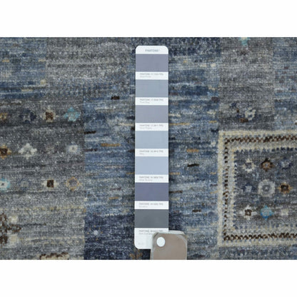 5'4"X7'9" Gray With Blue Afghan Kashkuli Gabbeh Hand Knotted Wool Rug