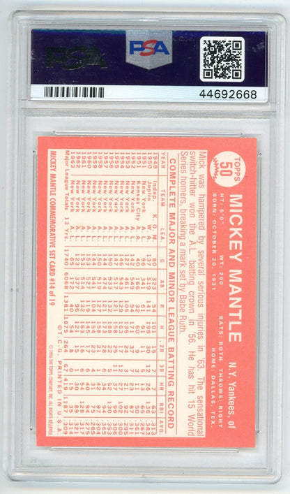 Mickey Mantle 1996 Topps Reprint #14 Psa 10