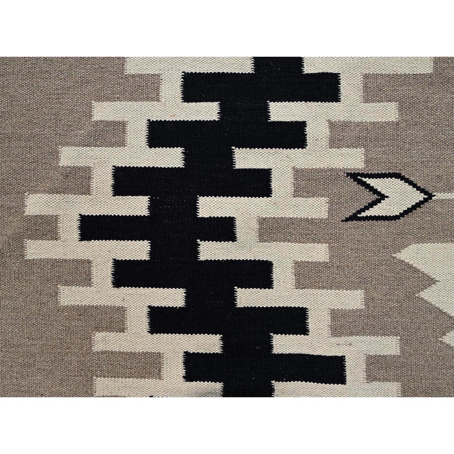 9'2"x11'10" Brown Southwest Geometric Design Hand Woven Flat Weave Wool Rug