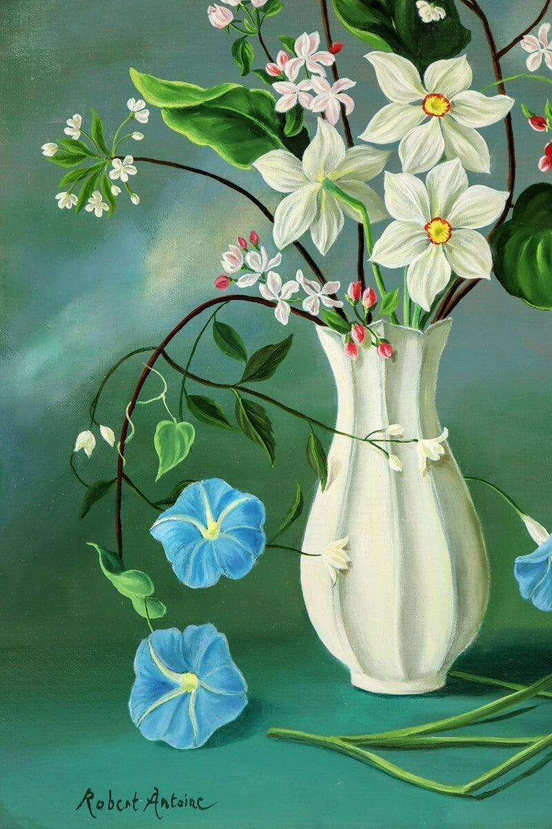 Robert Antoine Bouquet Printanier Original Oil Painting Still Life Flowers