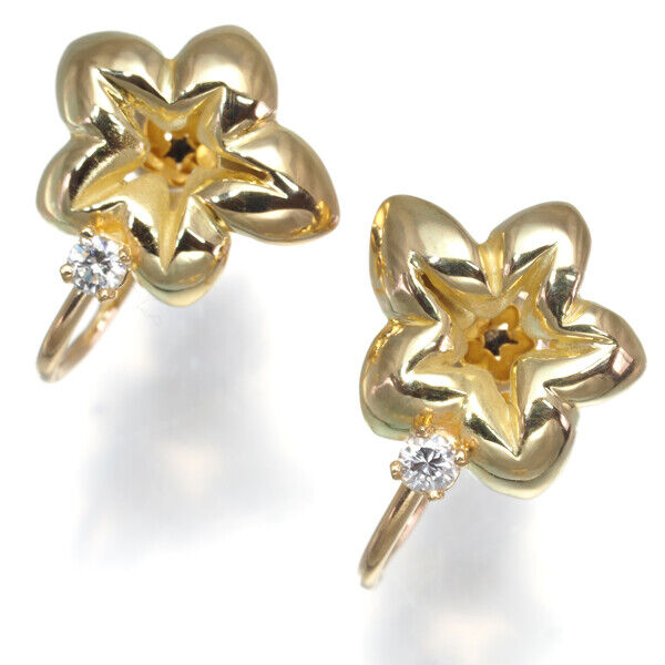 Chaumet Earrings Diamond Flower 18K 750 Yellow