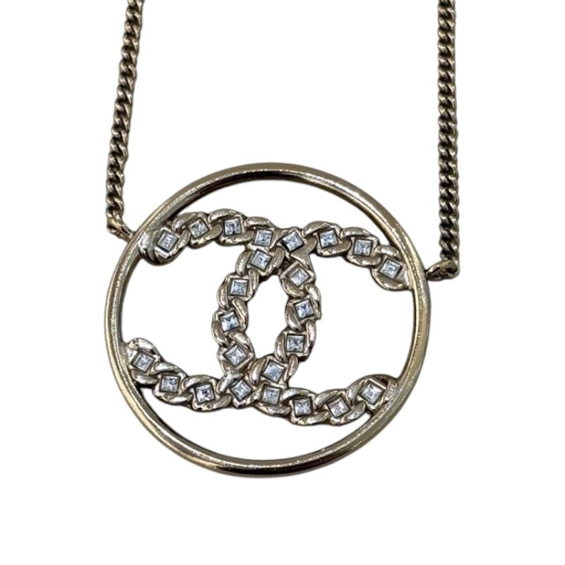 Chanel Coco Mark Circle Necklace Metal & Strass