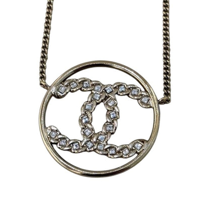Chanel Coco Mark Circle Necklace Metal & Strass