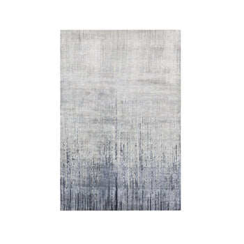 4'X6' Hand Knotted Vertical Ombre Design Pure Silk With Textured Wool Rug