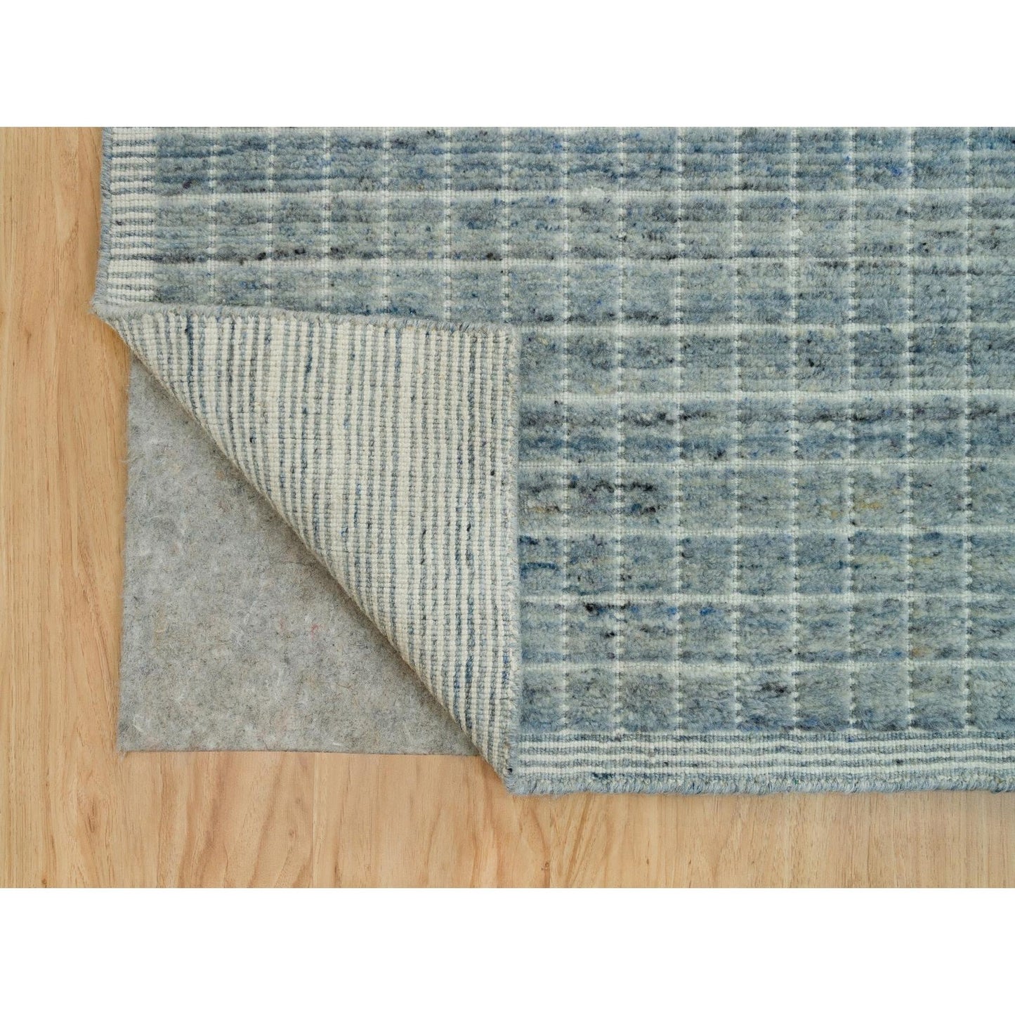 10'X13'9" Mercury Blue Loomed Knotted Wool Modern Box Design Oriental Rug
