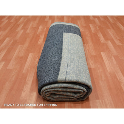 9'X12'3" Blue Modern Design Pure Wool Hand Knotted Oriental Rug