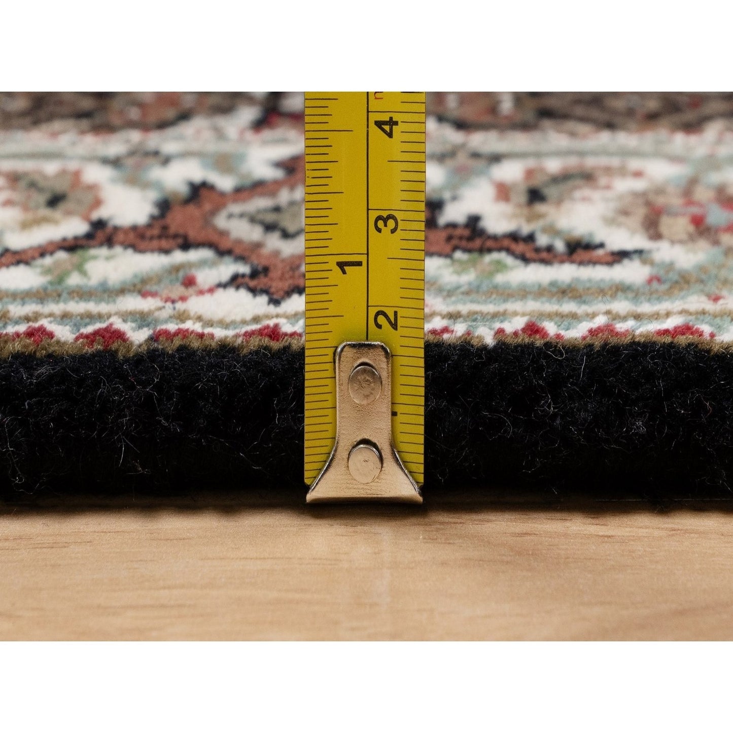 2'4"X4'9" Black Tebraz Mahi With Medallion Design Wool Rug Hand Knotted