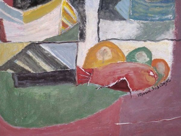 1990) Abstract Modern Oil Painting Signed - Maria dos Anjos (Portuguese-Brazilian