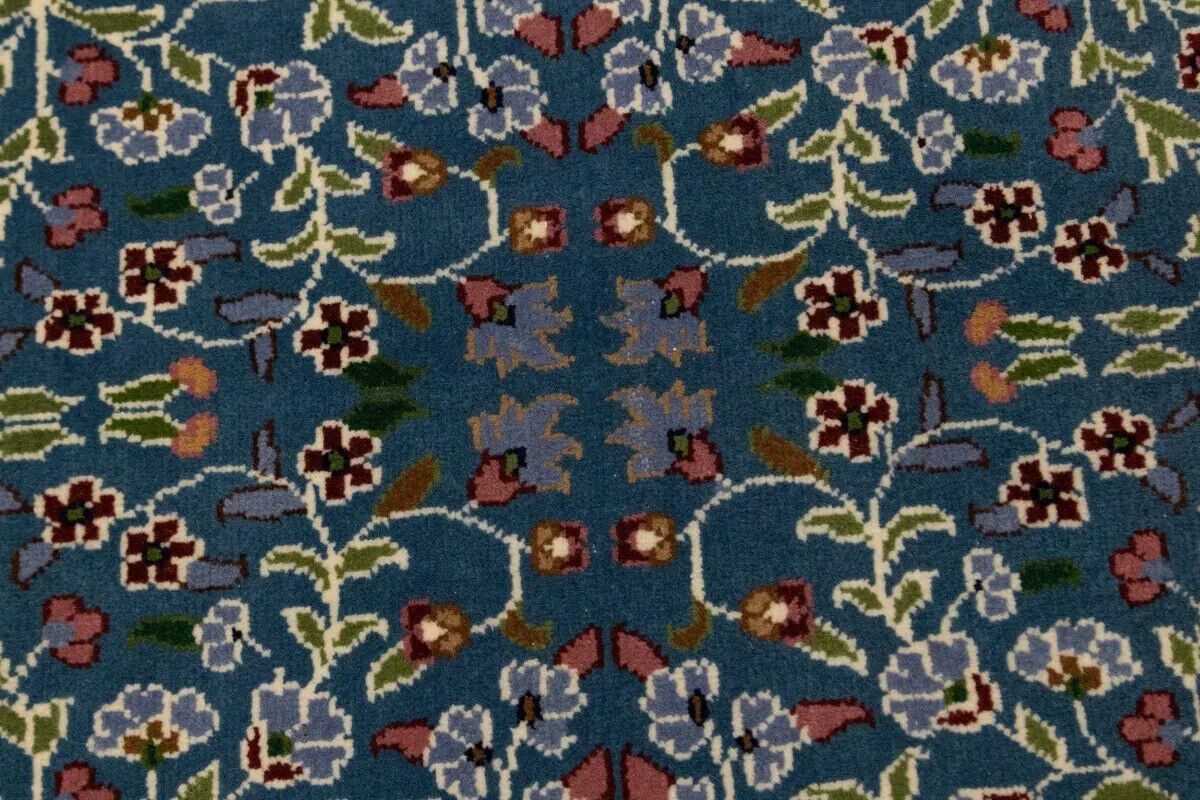 6X8 ft Hand-Knotted Teal Blue Kirman Oriental Rug