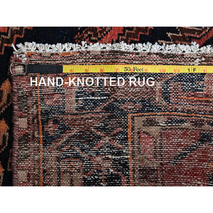 4'1"X6'9" Blush Red Vintage Zoroastrian Khamadan Hand Knotted Pure Wool Rug