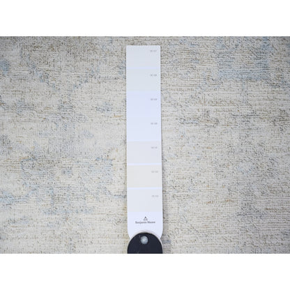 3'10"X5'8" Lace Ivory Stone Washed Peshawar Faded Out Hand Knotted Rug