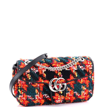 Gucci Gg Marmont Flap Bag Tweed Small