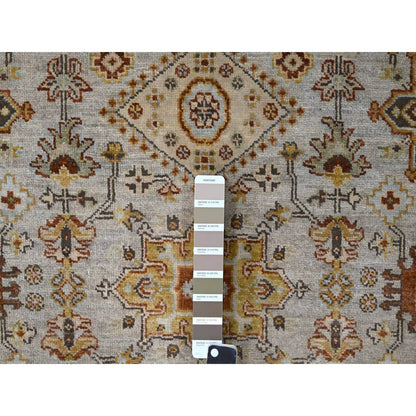 4'2"X9'10" Gray Karjihooz Design Pure Wool Hand Knotted Wide Runner Rug