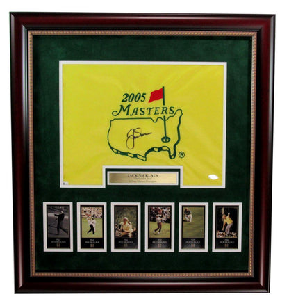 Jack Nicklaus Signed Pin Flag 2005 Masters W/Photo Collage Framed Psa/Dna 195883