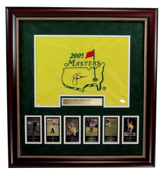 Jack Nicklaus Signed Pin Flag 2005 Masters W/Photo Collage Framed Psa/Dna 195883