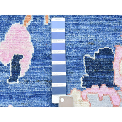 8'2"X10' Denim Blue Hand Knotted Afghan Angora Oushak Pure Wool Rug