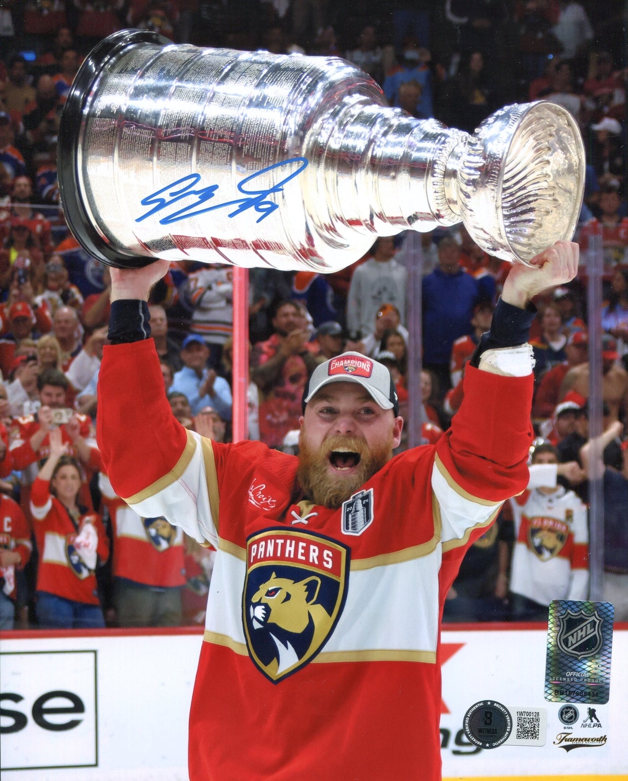 Sam Bennett Autographed Florida Panthers Stanley Cup 8X10 Photo (Beckett)