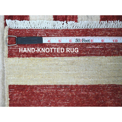 2'6"X3'9" Red Wall Hanging American Flag Hand Knotted Pure Wool Rug