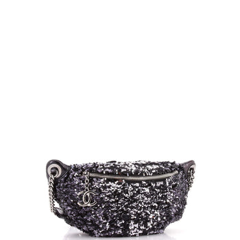 Chanel Cc Charm Zip Waist Bag Sequins And Quilted Lambskin