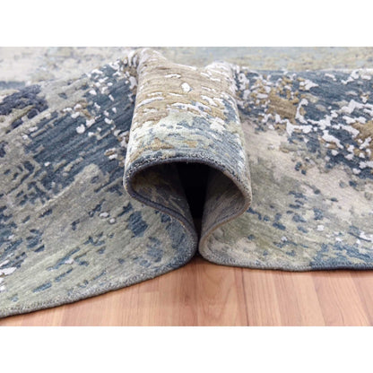 8'5"X8'5" Gray Abstract Design Hand Knotted Wool Round Oriental Rug