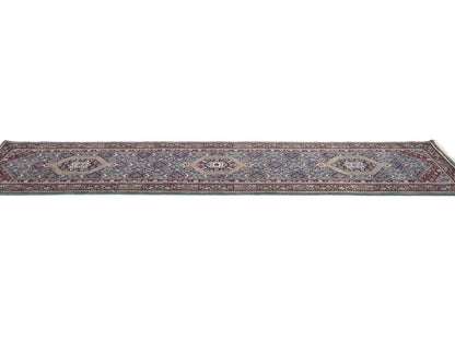 Hand-Knotted Indo-Bidjar Oriental Runner Rug Wool