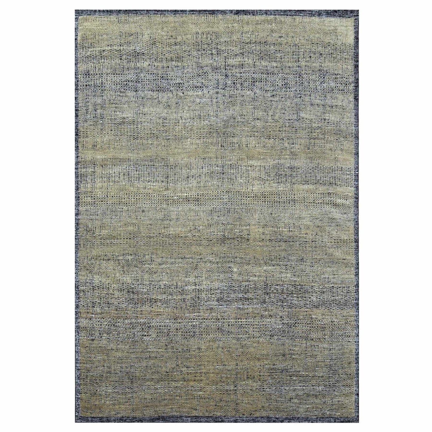 10'X14' Brown & Black Oxidized Grass Design Pure Wool Hand Knotted Rug