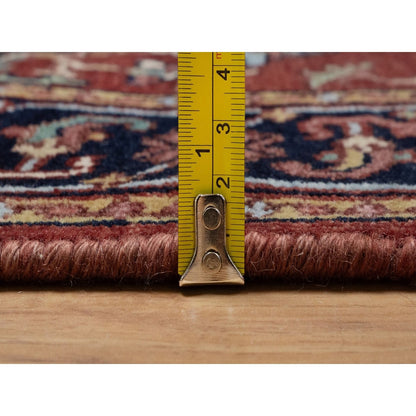 2'8"X8'1" Red Hand Knotted Rug Antiqued Fine Heris Re-Creation Wool Runner