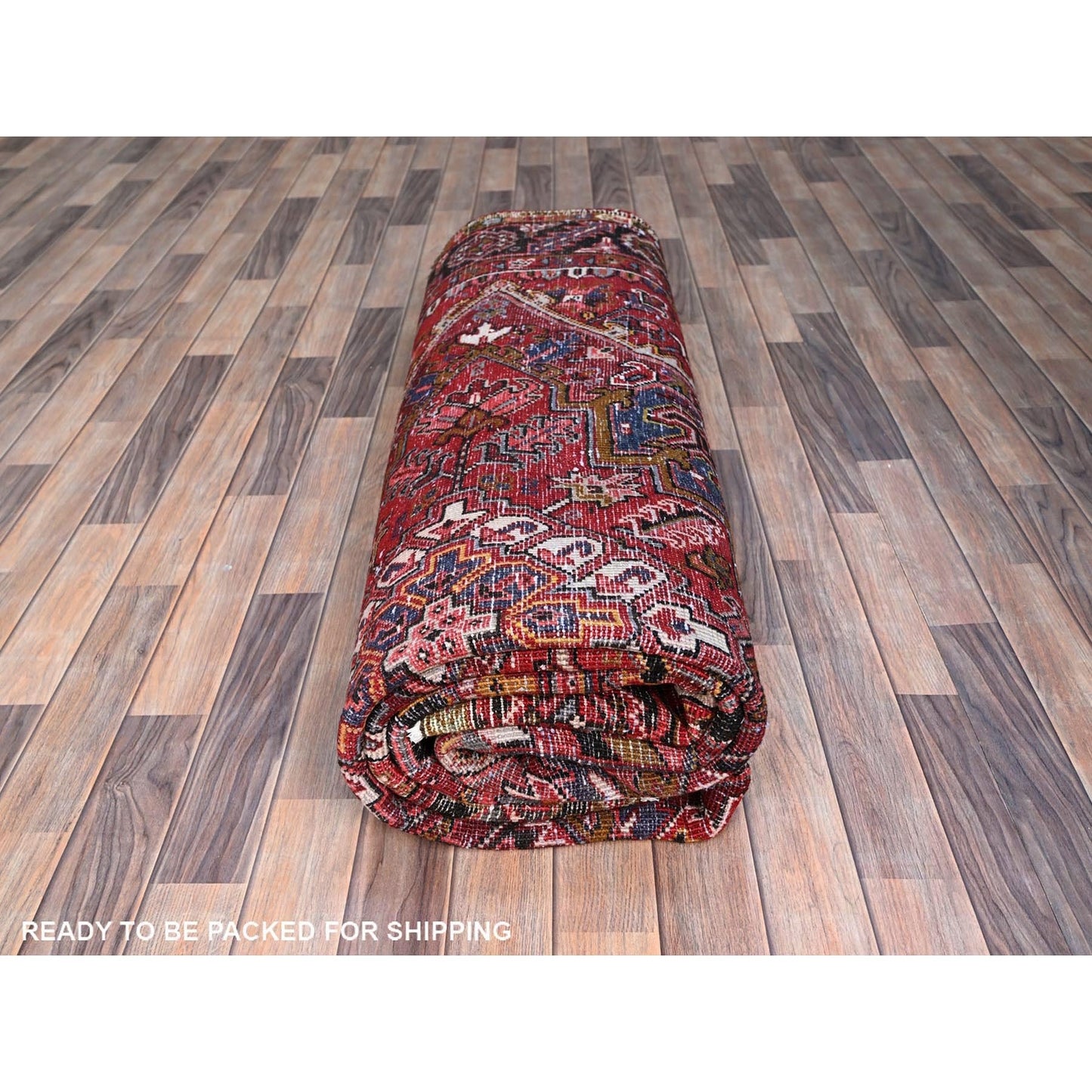 8'7'X11'1" Red Vibrant Wool Tribal Village Nomad Art Vintage Oriental Rug