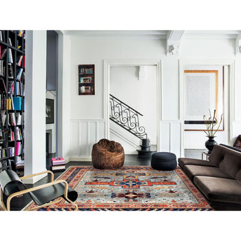 10'X10' Krypton Gray Caucasian Design Hand Knotted 200 Kpsi Wool Rug