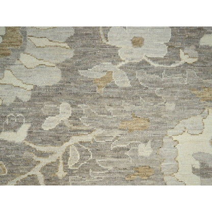 9'X11'10" Gray Hand Knotted Ziegler Mahal Flower Design Wool Oriental Rug