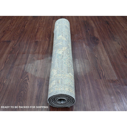 2'9"X5'6" Gray Peshawar Ziegler Mahal Design Wool Hand Knotted Runner Rug