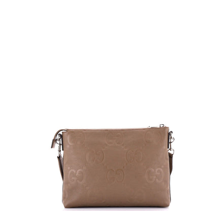 Gucci Zip Messenger Bag Jumbo Gg Embossed Leather Medium