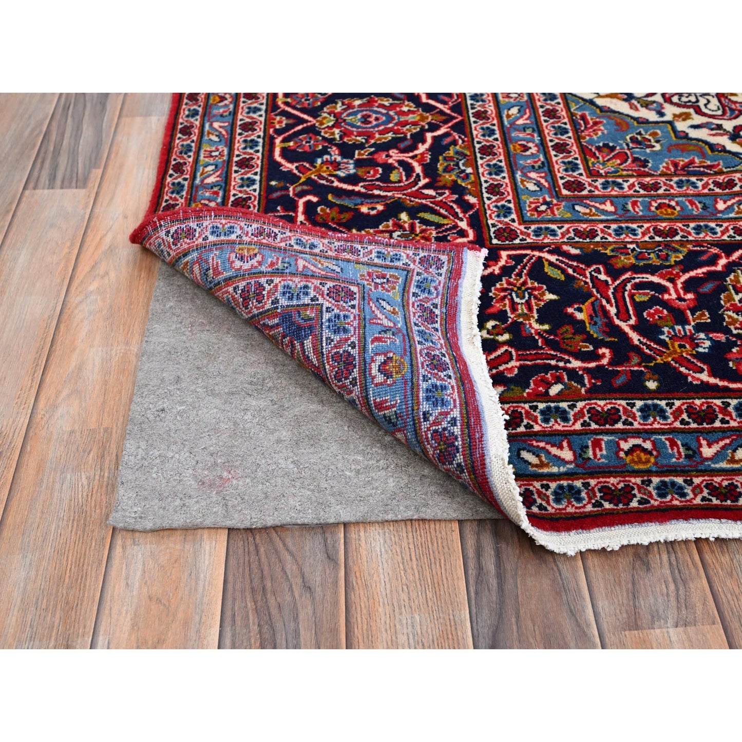 9'5"X13' Red Hand Knotted Wool Vintage Zoroastrian Kishoon Secured Rug