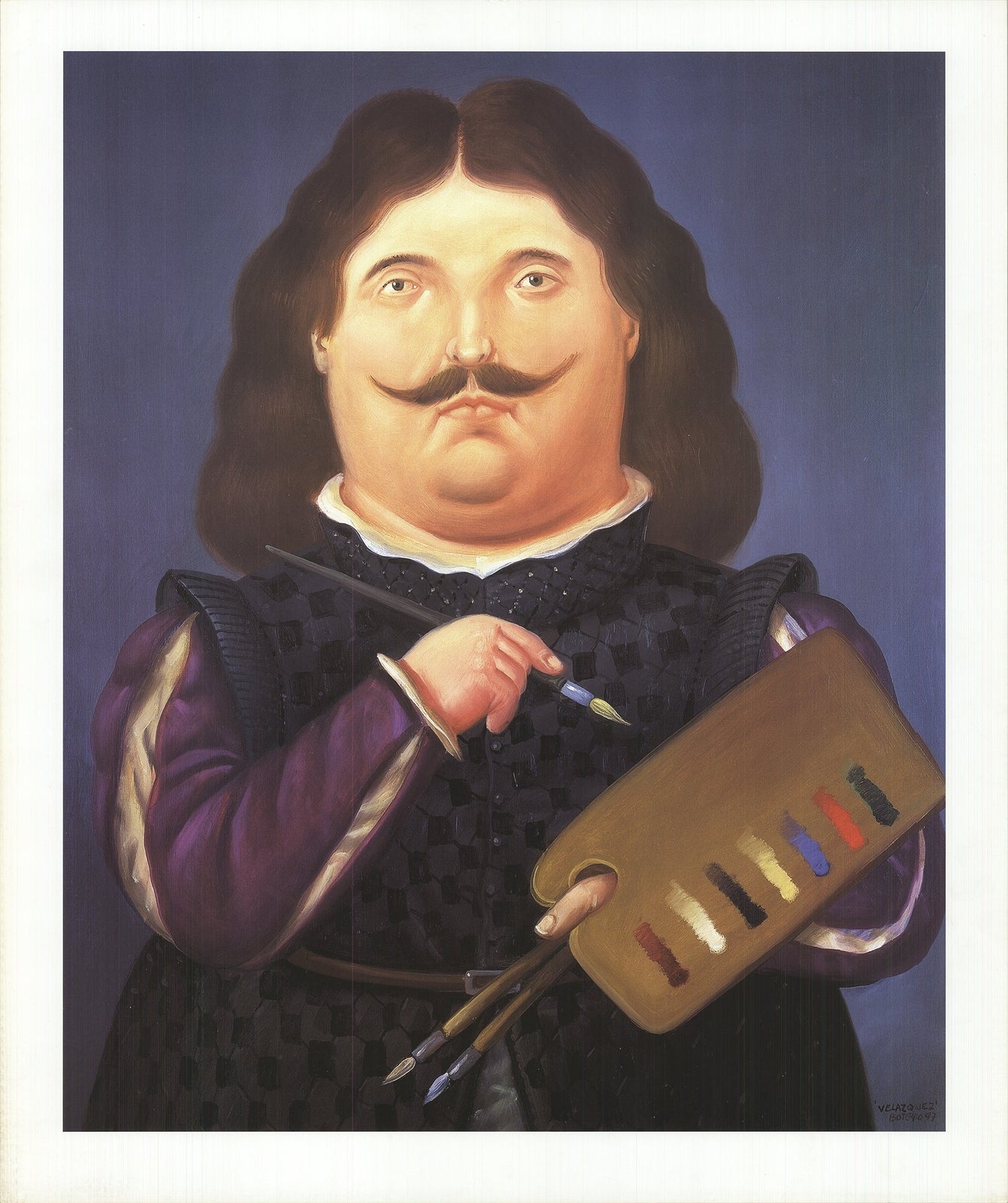 Fernando Botero Portrait Of Velazquez " Poster Contemporary Blac
