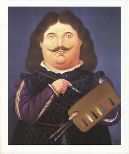 Fernando Botero Portrait Of Velazquez " Poster Contemporary Blac