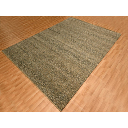 7'6"X10' Brown Modern Grass Design Undyed Natural Wool Hand Knotted Rug