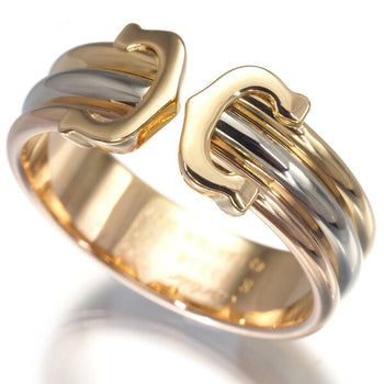 Cartier Ring 2C Double C C2 3Color Sm Eu55 18K 750 Yellow White Rose Gold