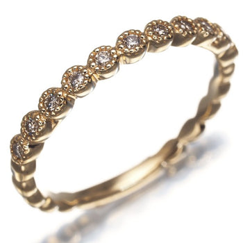Agete Ring Diamond 0.09Ct Milgrain Us4-4.25 10K