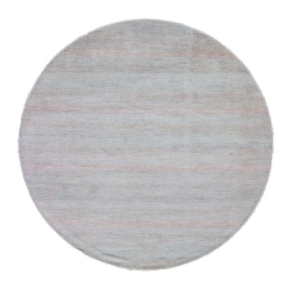 8'X8' Salmon Grass Design Wool And Silk Hand Knotted Round Oriental Rug