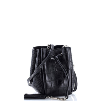 Saint Laurent Monogram Bucket Bag Crocodile Embossed Leather Mini