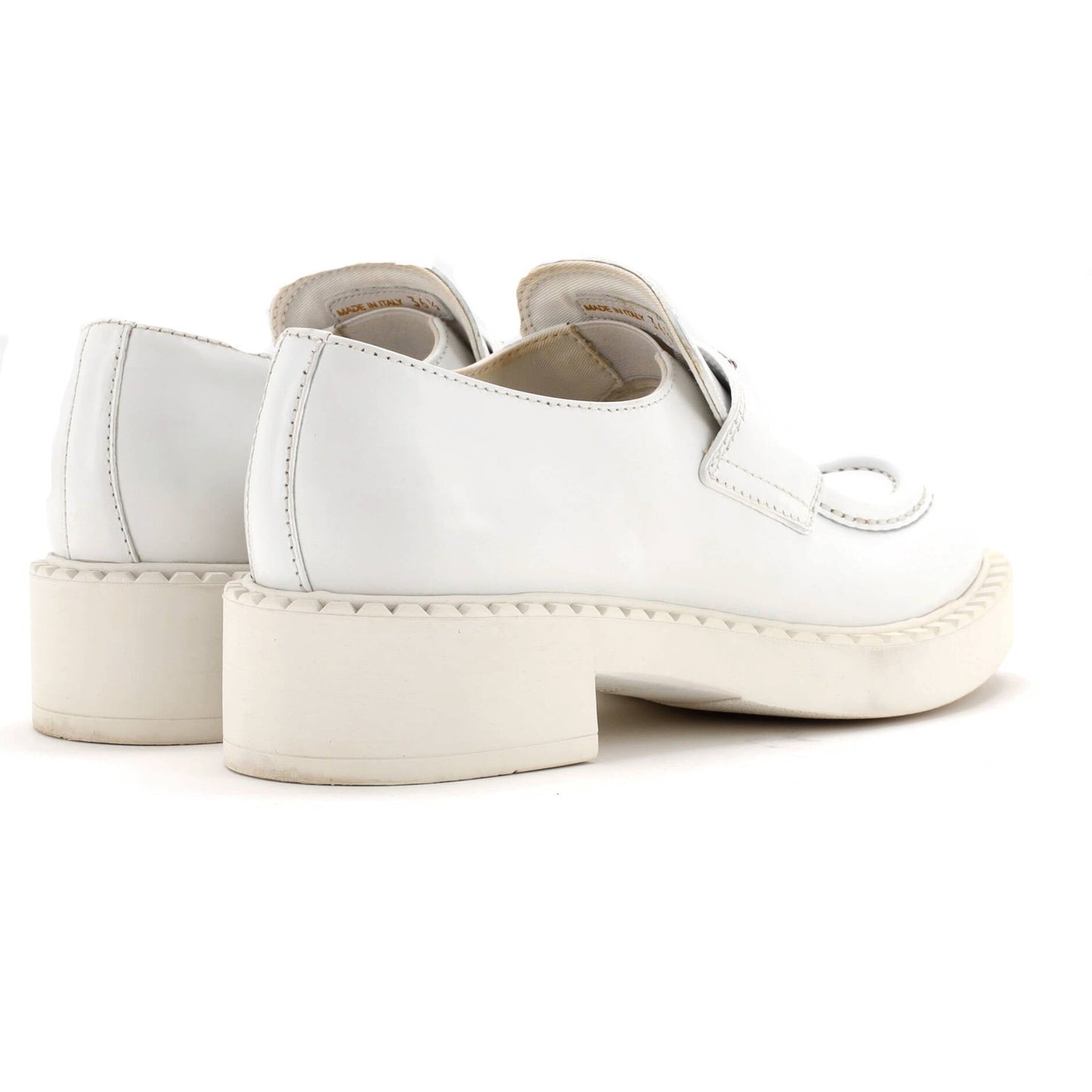 Prada Women'S Triangle Logo Loafers Spazzolato Leather