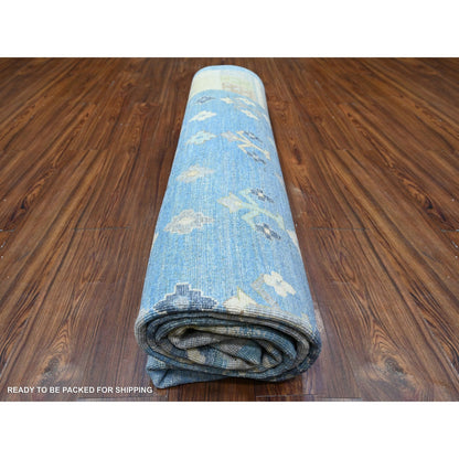 8'2"X9'7" Blue Fine Kashkuli Pure Wool Hand Knotted Oriental Rug