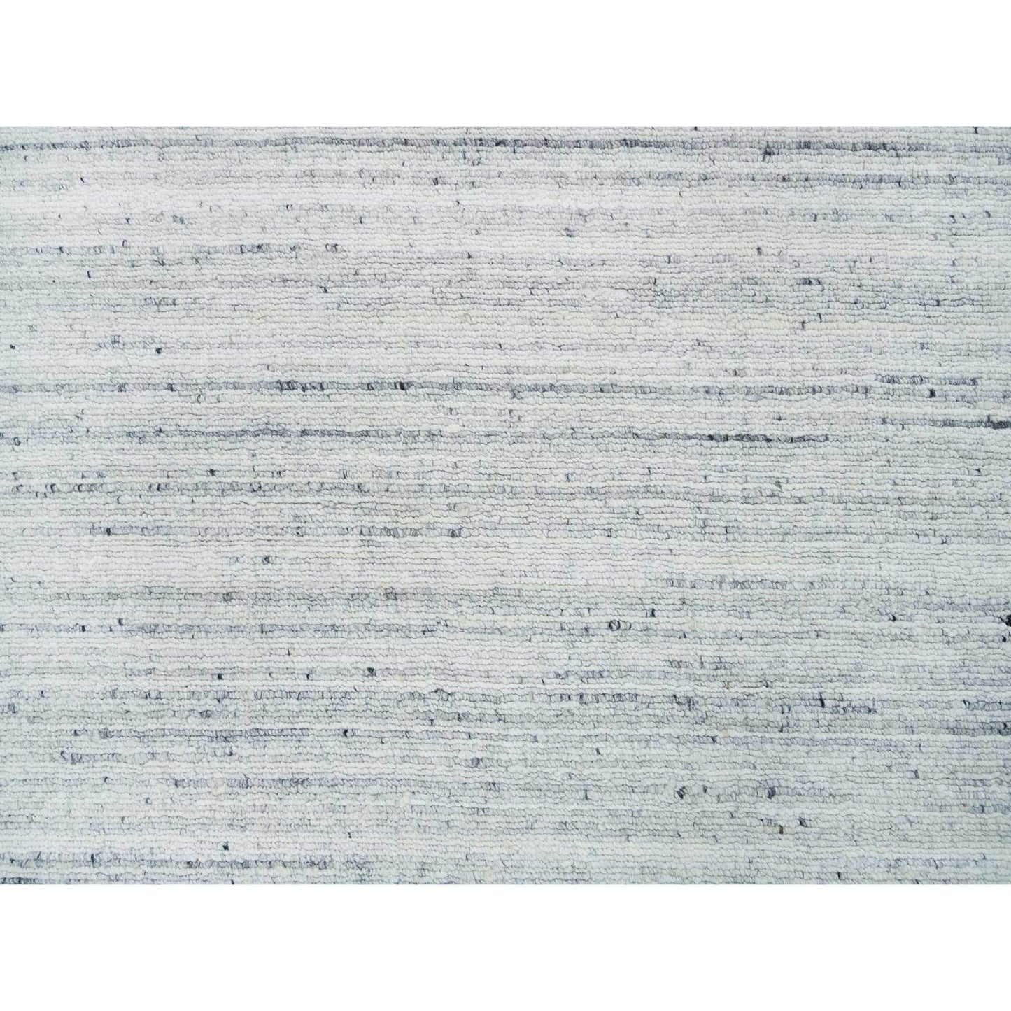 2'8"X13'10" Ivory Wool Hand Loomed Modern Striae Runner Oriental Rug