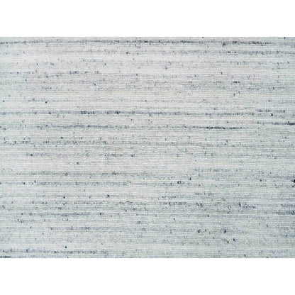 2'8"X13'10" Ivory Wool Hand Loomed Modern Striae Runner Oriental Rug
