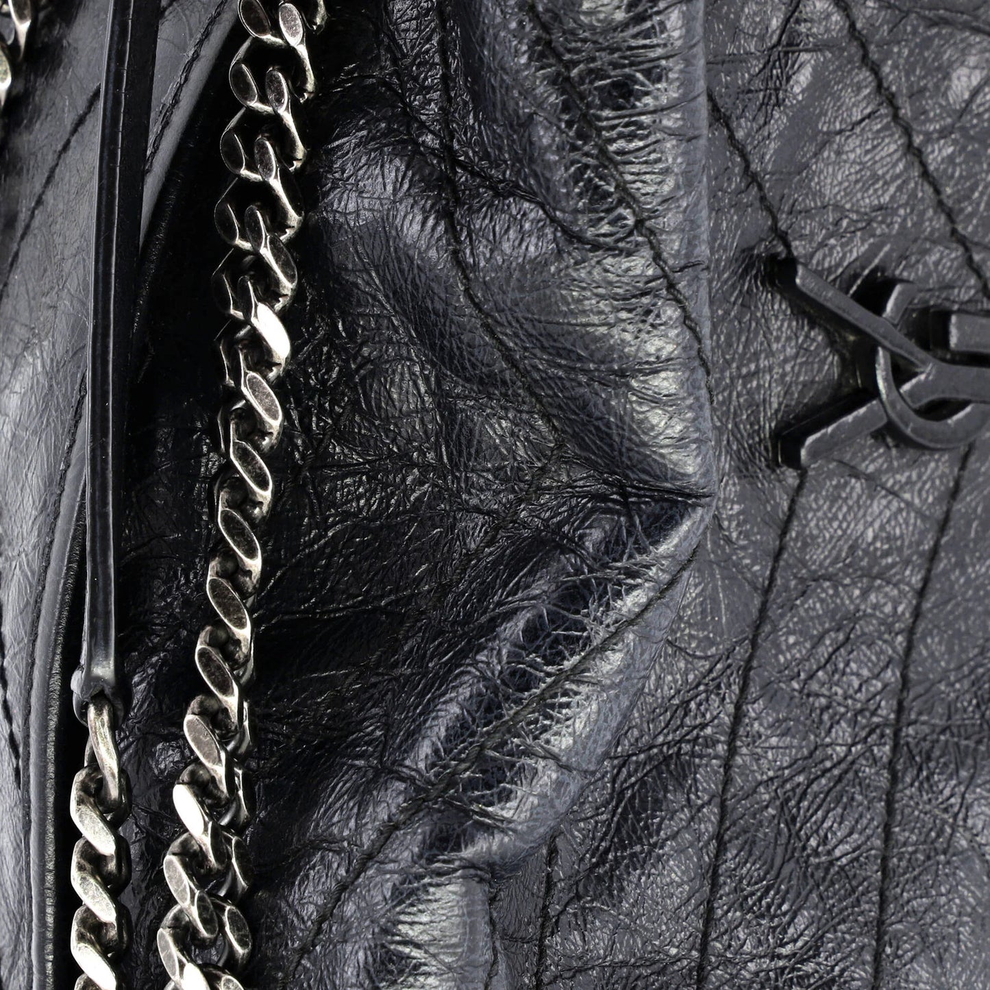 Saint Laurent Niki Chain Flap Bag Matelasse Chevron Leather Large