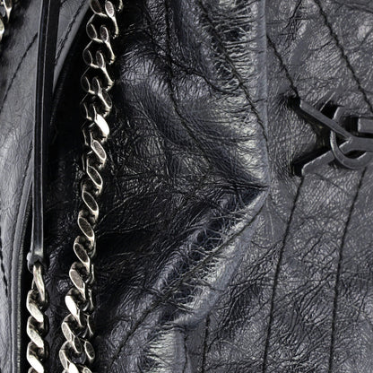 Saint Laurent Niki Chain Flap Bag Matelasse Chevron Leather Large